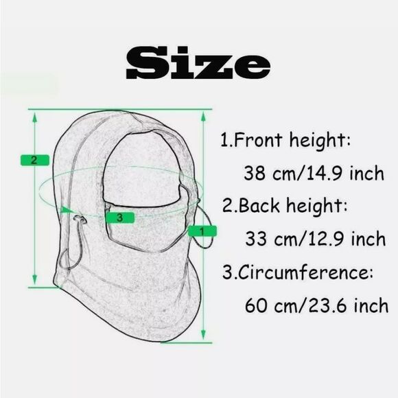2 Pack Black Winter Fllece Ski Full Face Mask Adjustable Neck Warmer Hood Cap - Picture 5 of 8